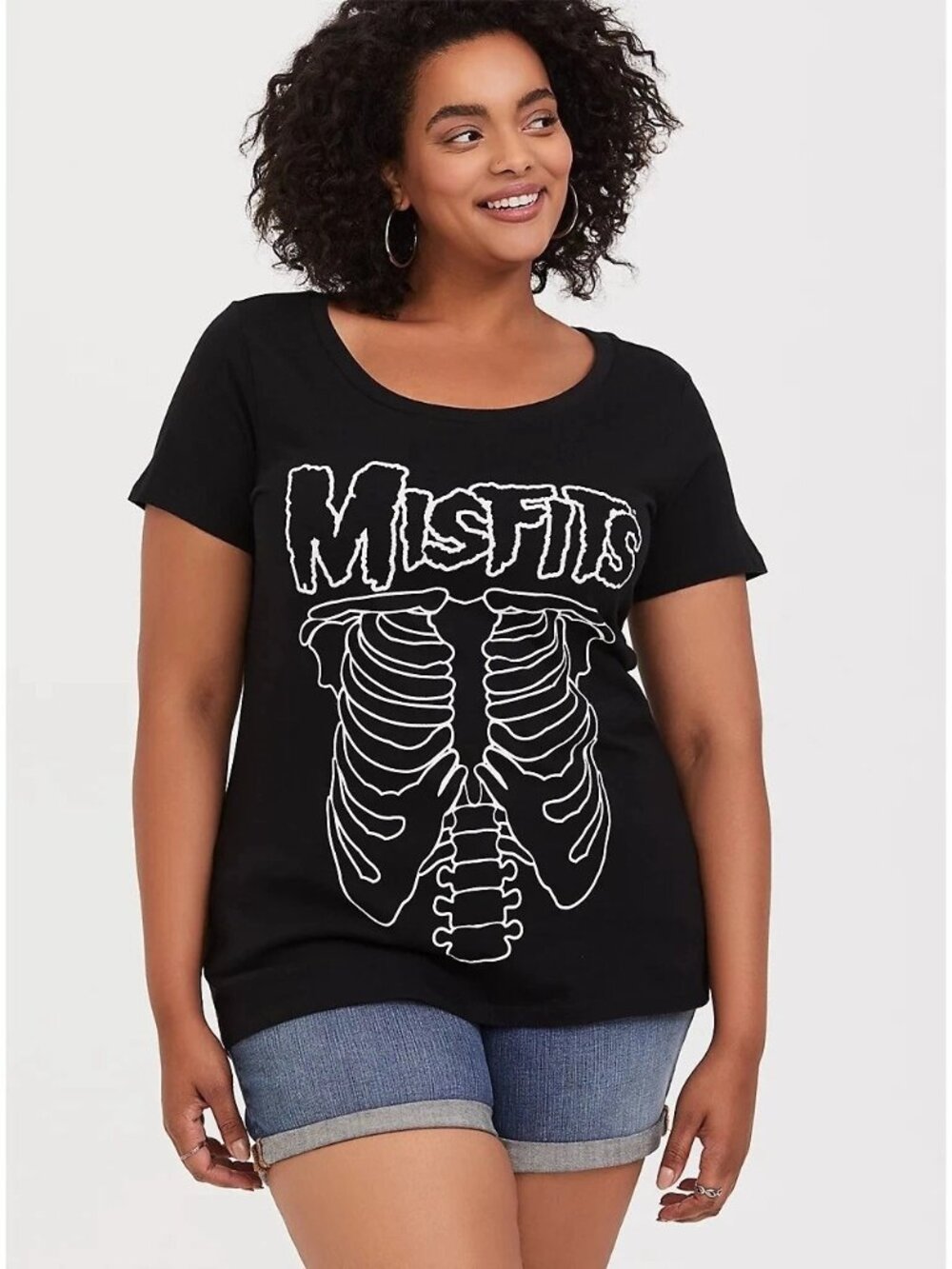 Misfits Womens Plus Size 2X Skeleton Graphic Black Slim‎ Fit Shirt New Goth Punk